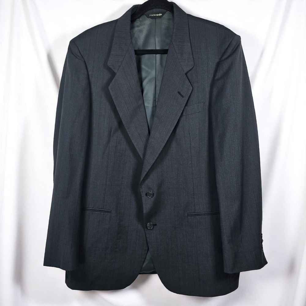 VTG Pierre Cardin Blazer Men's 42R Double Breasted Gray Blue USA Union Made Wool